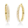 Creolen aus 750 Gold Gelbgold 208 Süßwasser-Perlen 1,8mm weiß
