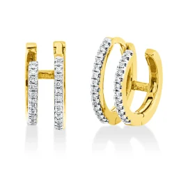 Creolen aus 750 Gold gelb/weiß 52 Brillanten 0,15ct I-SI 12,3x5,7mm