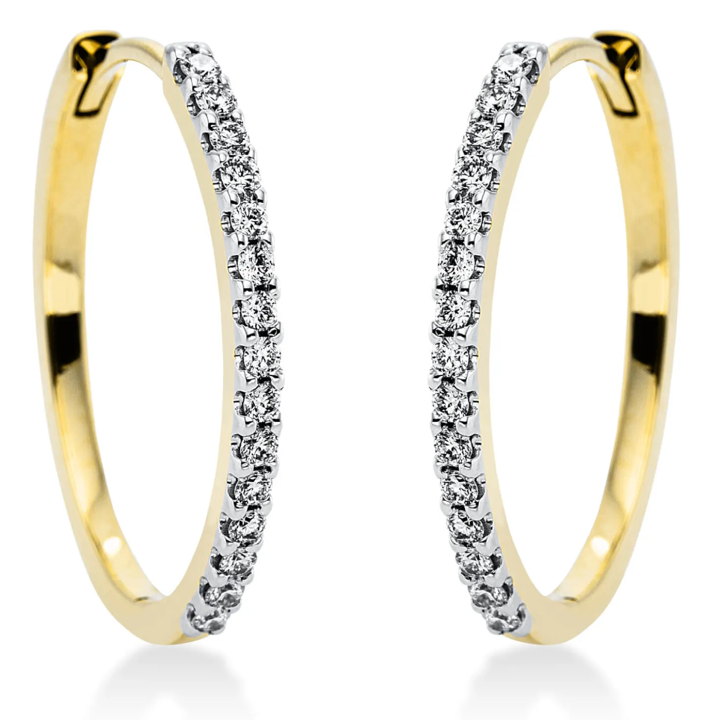 Creolen aus 585 Gold gelb/weiß 30 Brillanten 0,34ct TW-SI 20,4x1,6mm