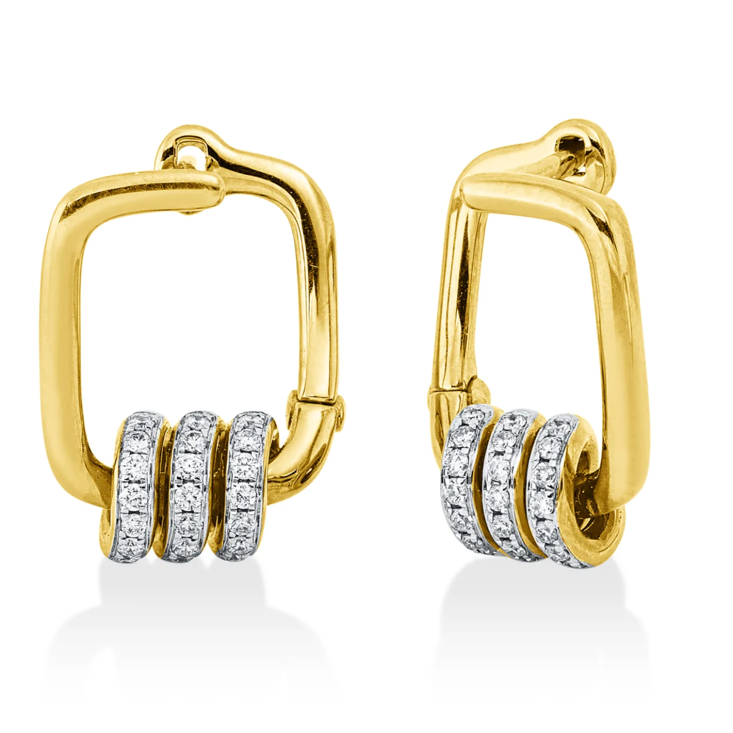 Creolen aus 750 Gold gelb/weiß 42 Brillanten 0,2ct W-PI 17,5x9,5mm