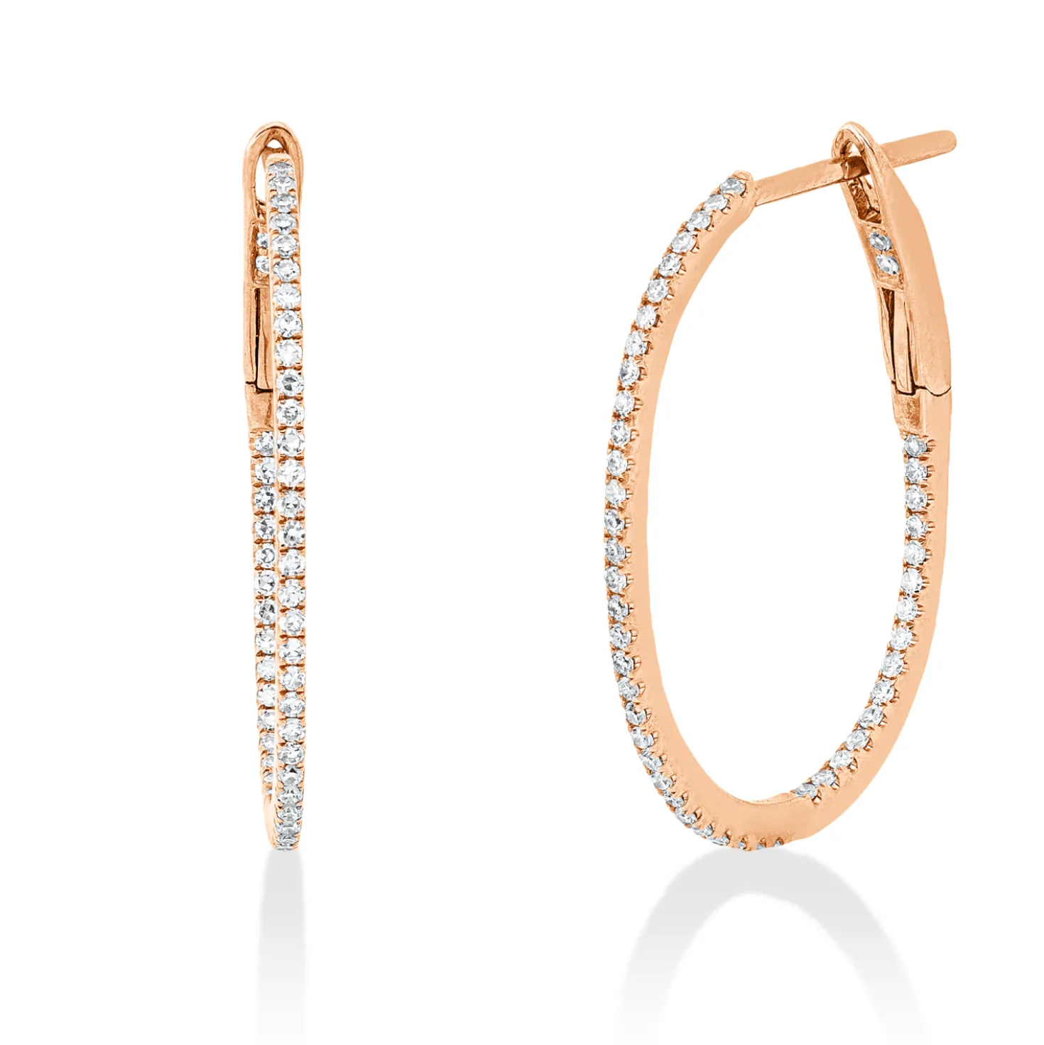 Creolen aus 750 Gold Rotgold 96 Diamanten 0,3ct TW-SI 24x1mm