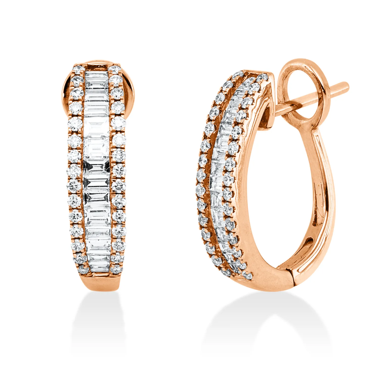 Creolen aus 585 Gold Rotgold 90 Diamanten 0,88ct 16,7x4,3mm