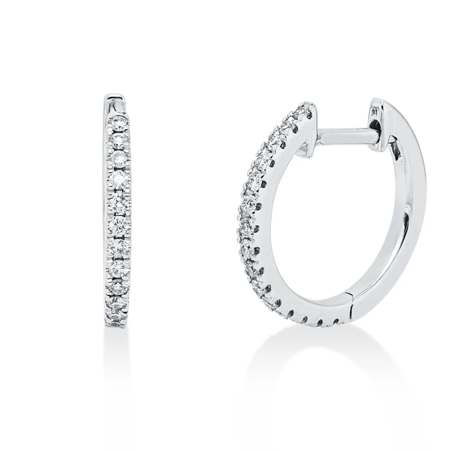 Creolen aus 750 Gold Weißgold 30 Brillanten 0,16ct TLB-SI 13,5x1,2mm