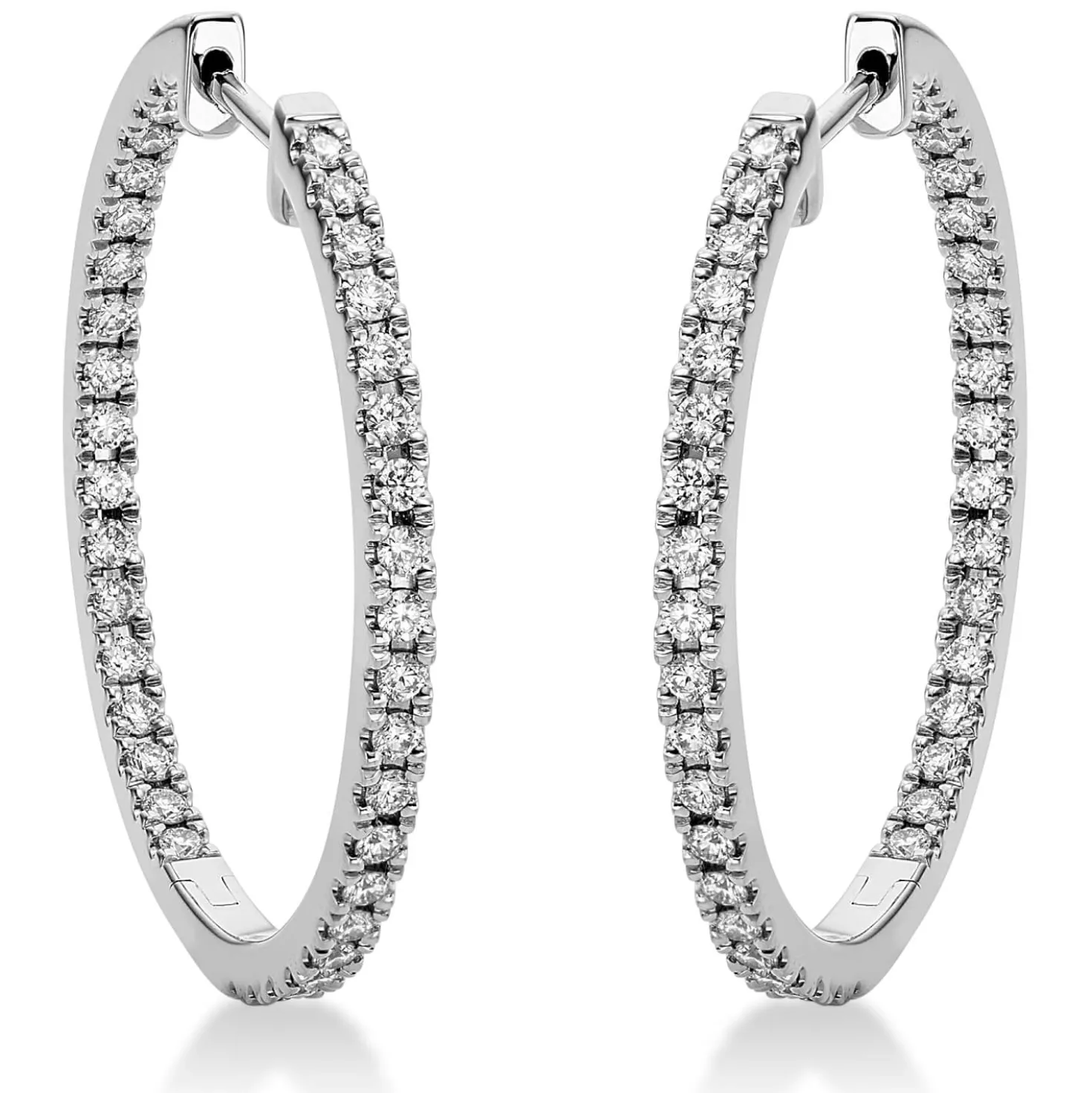 Creolen aus 750 Gold Weißgold 74 Brillanten 0,83ct TW-SI 28,3x2mm