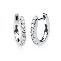 Creolen aus 750 Gold Weißgold 16 Brillanten 0,16ct TW-SI 9,5x1,7mm