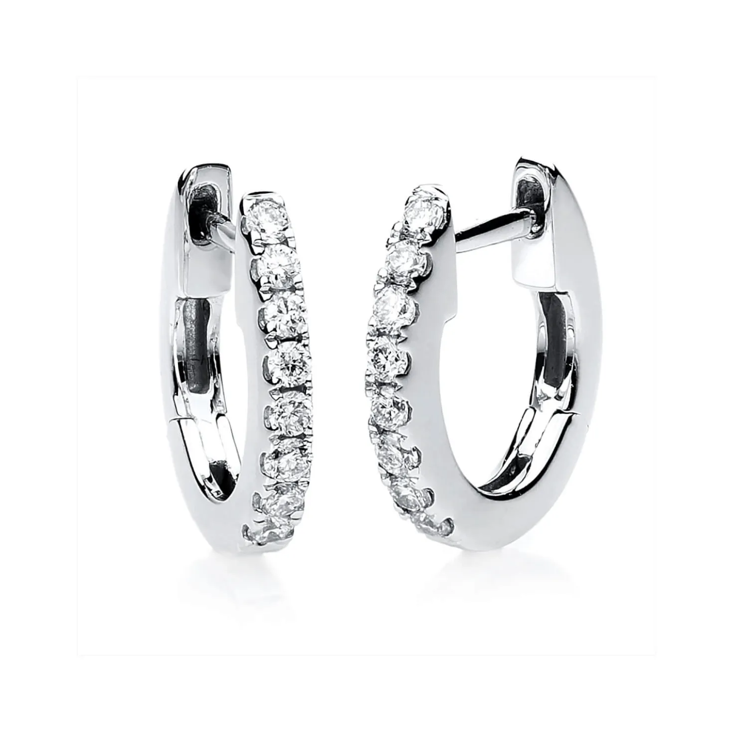 Creolen aus 750 Gold Weißgold 16 Brillanten 0,16ct TW-SI 9,5x1,7mm