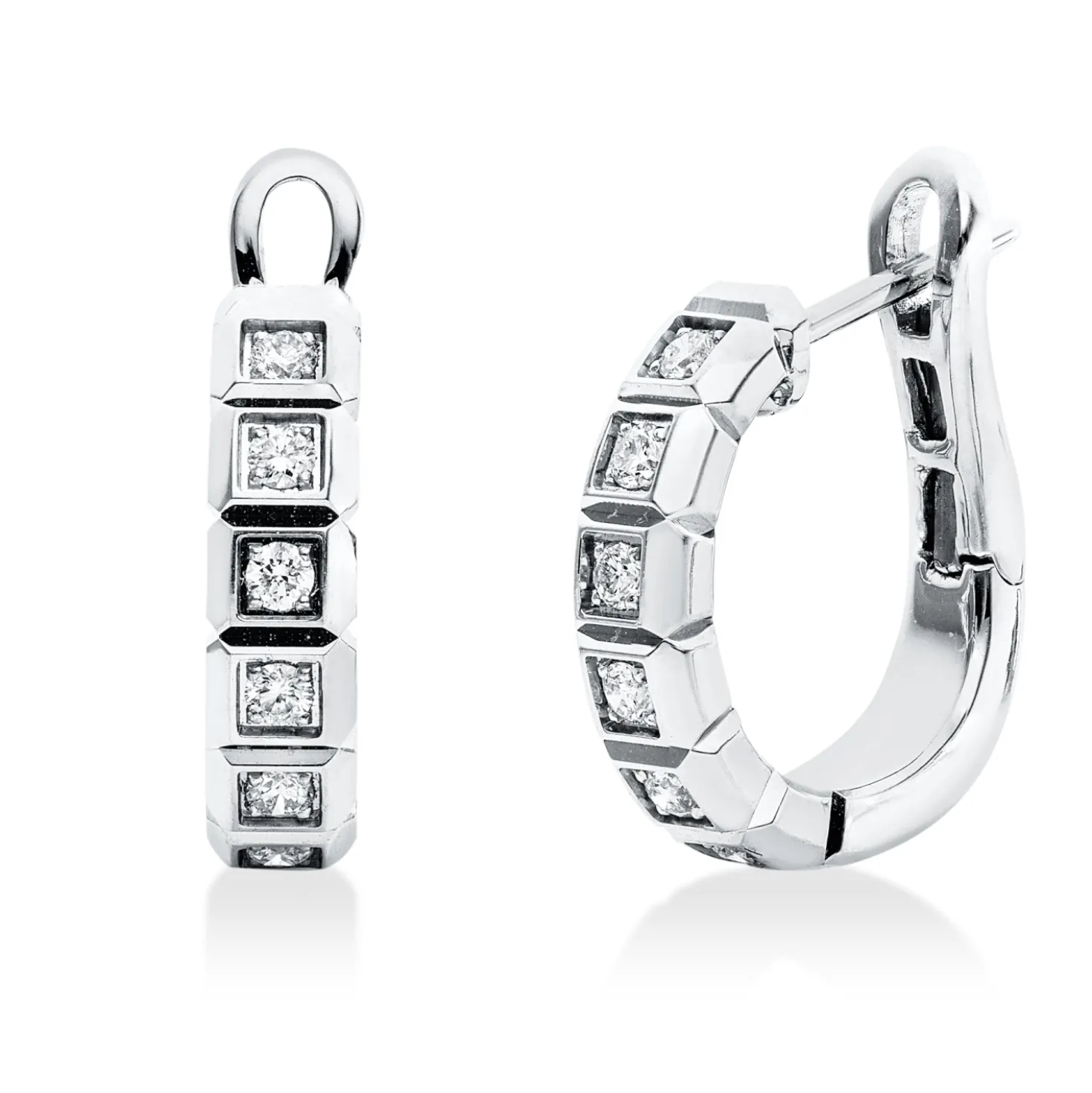 Creolen aus 750 Gold Weißgold 12 Brillanten 0,26ct TW-SI 17,7x3,9mm