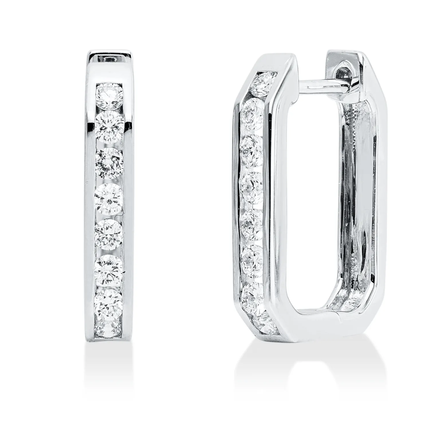 Creolen aus 750 Gold Weißgold 16 Brillanten 0,4ct TW-SI 16,5x2,9mm