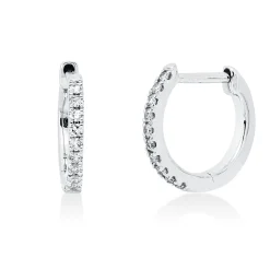 Creolen aus 585 Gold Weißgold 20 Brillanten 0,07ct TW-SI 10x1mm