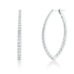Creolen aus 750 Gold Weißgold 64 Brillanten 2,32ct TW-SI 37x2,3mm