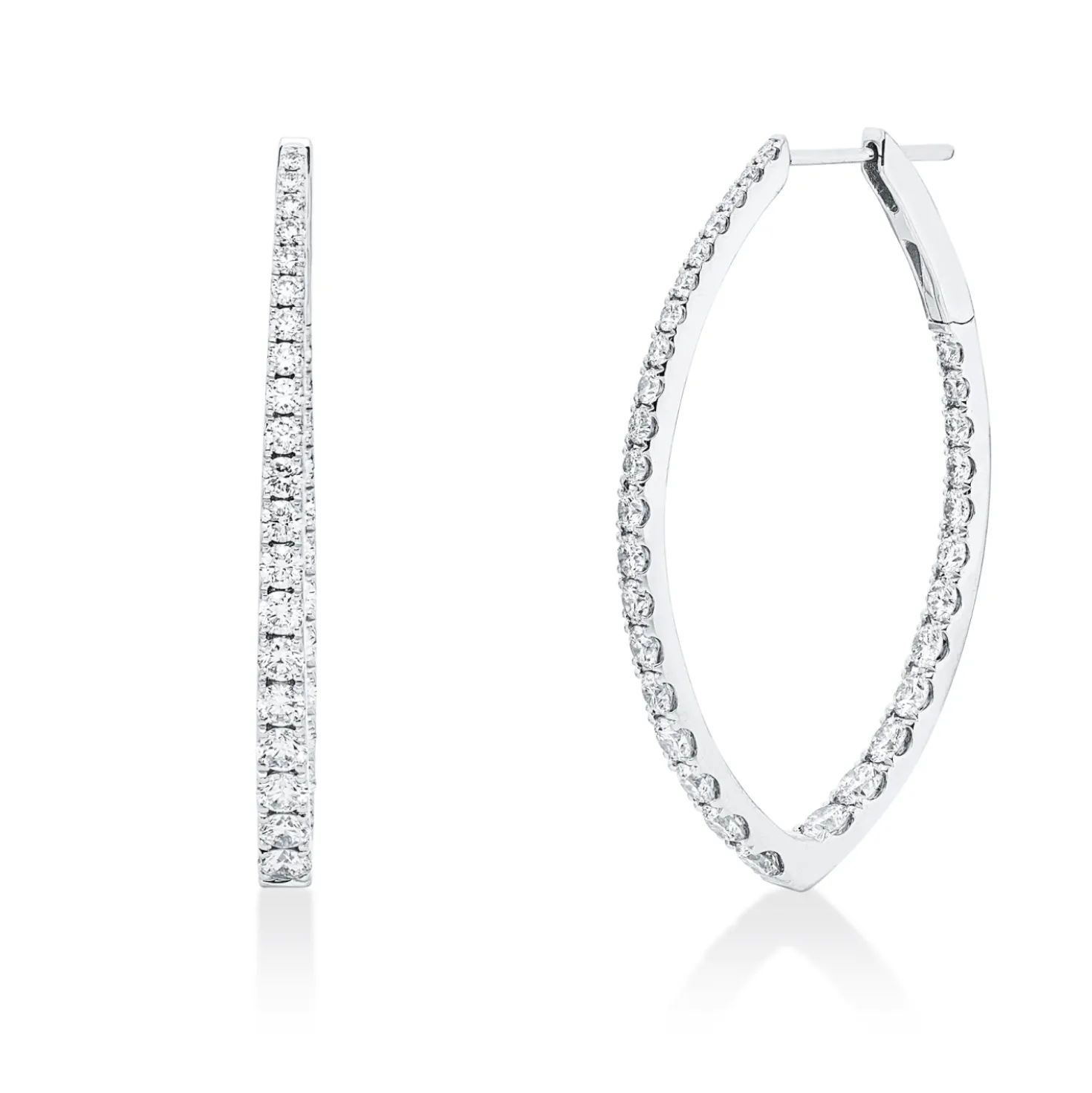 Creolen aus 750 Gold Weißgold 64 Brillanten 2,32ct TW-SI 37x2,3mm