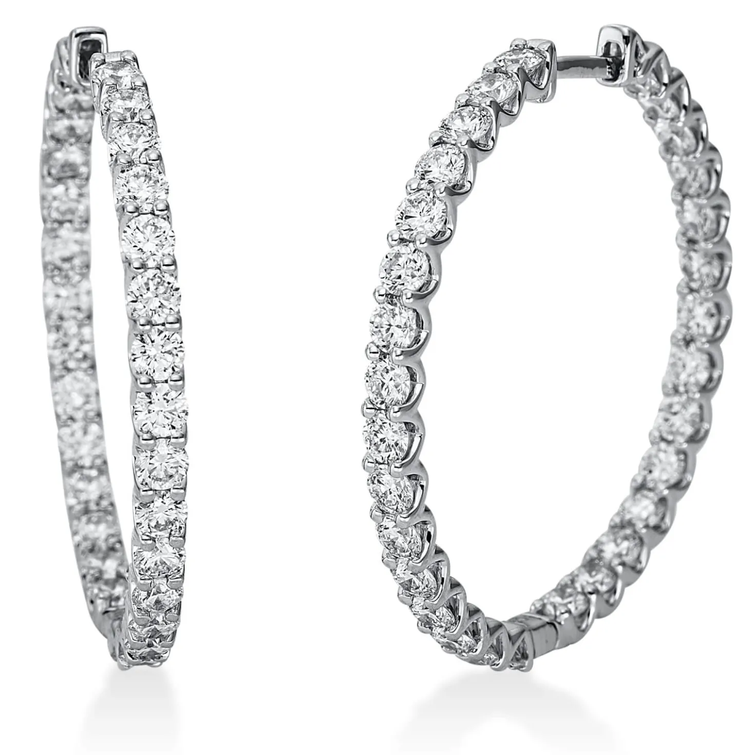 Creolen aus 750 Gold Weißgold 60 Brillanten 3,33ct TW-SI 30,3x2,5mm