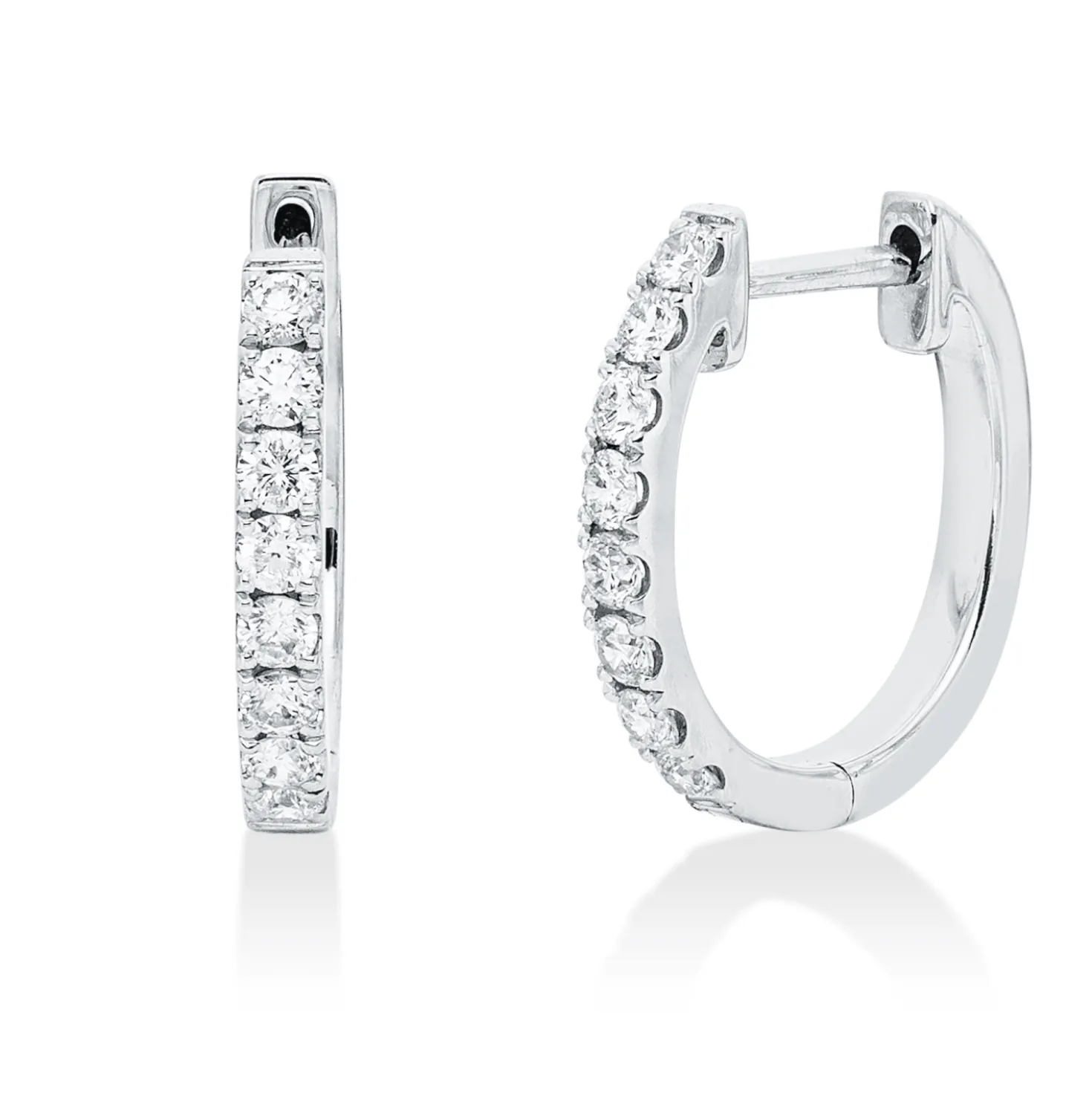 Creolen aus 750 Gold Weißgold 16 Brillanten 0,34ct TW-SI 14x1,7mm