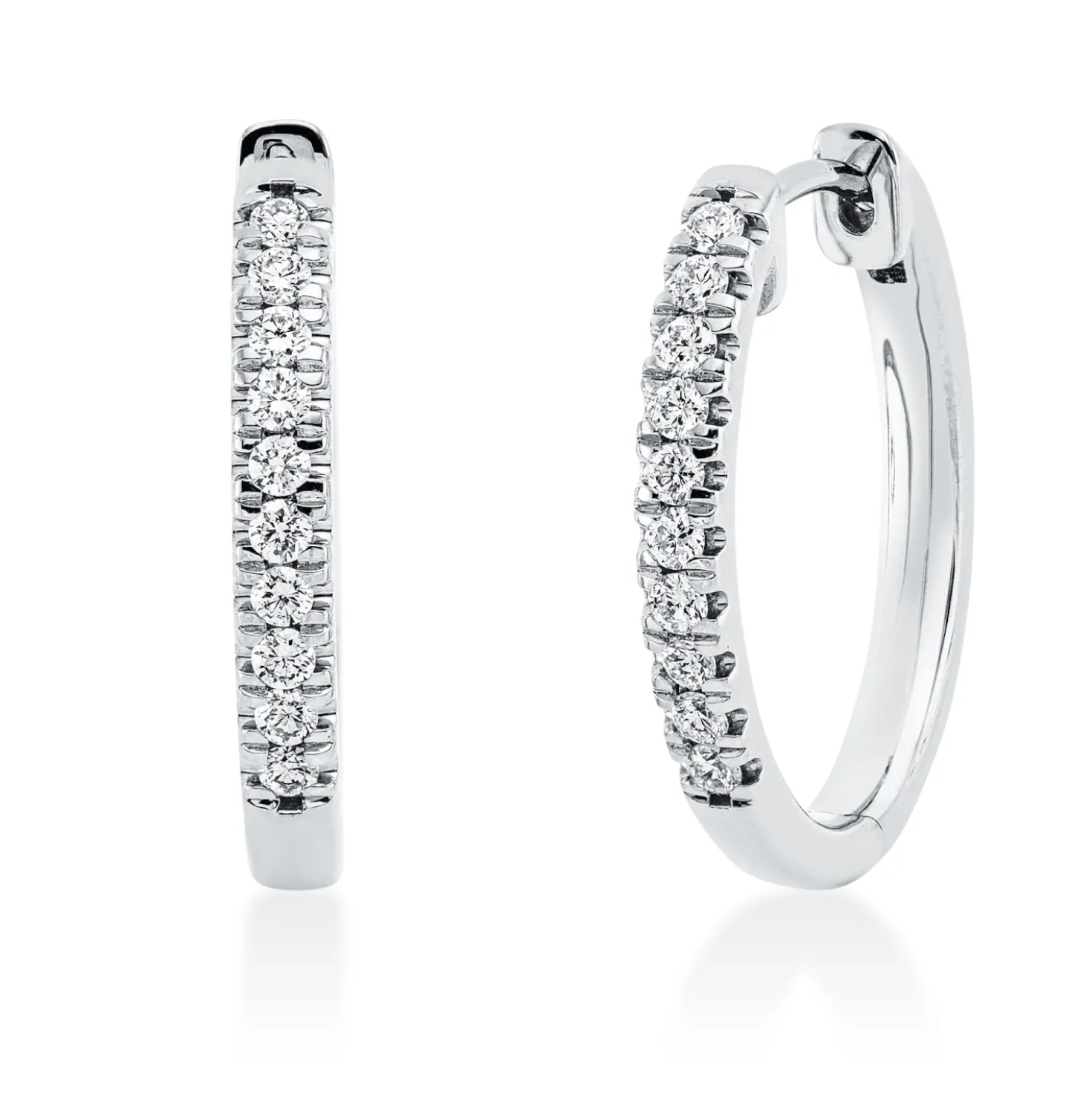 Creolen aus 750 Gold Weißgold 20 Brillanten 0,31ct TW-SI 19,6x2,5mm
