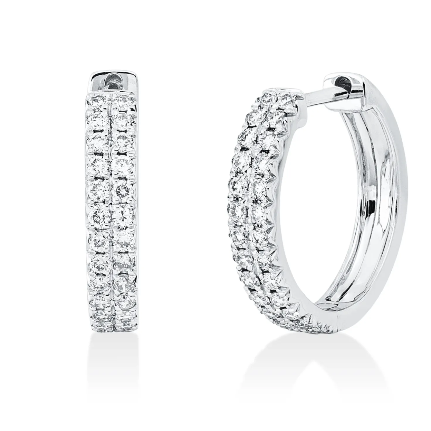 Creolen aus 750 Gold Weißgold 52 Brillanten 0,36ct TW-SI 14x2,7mm