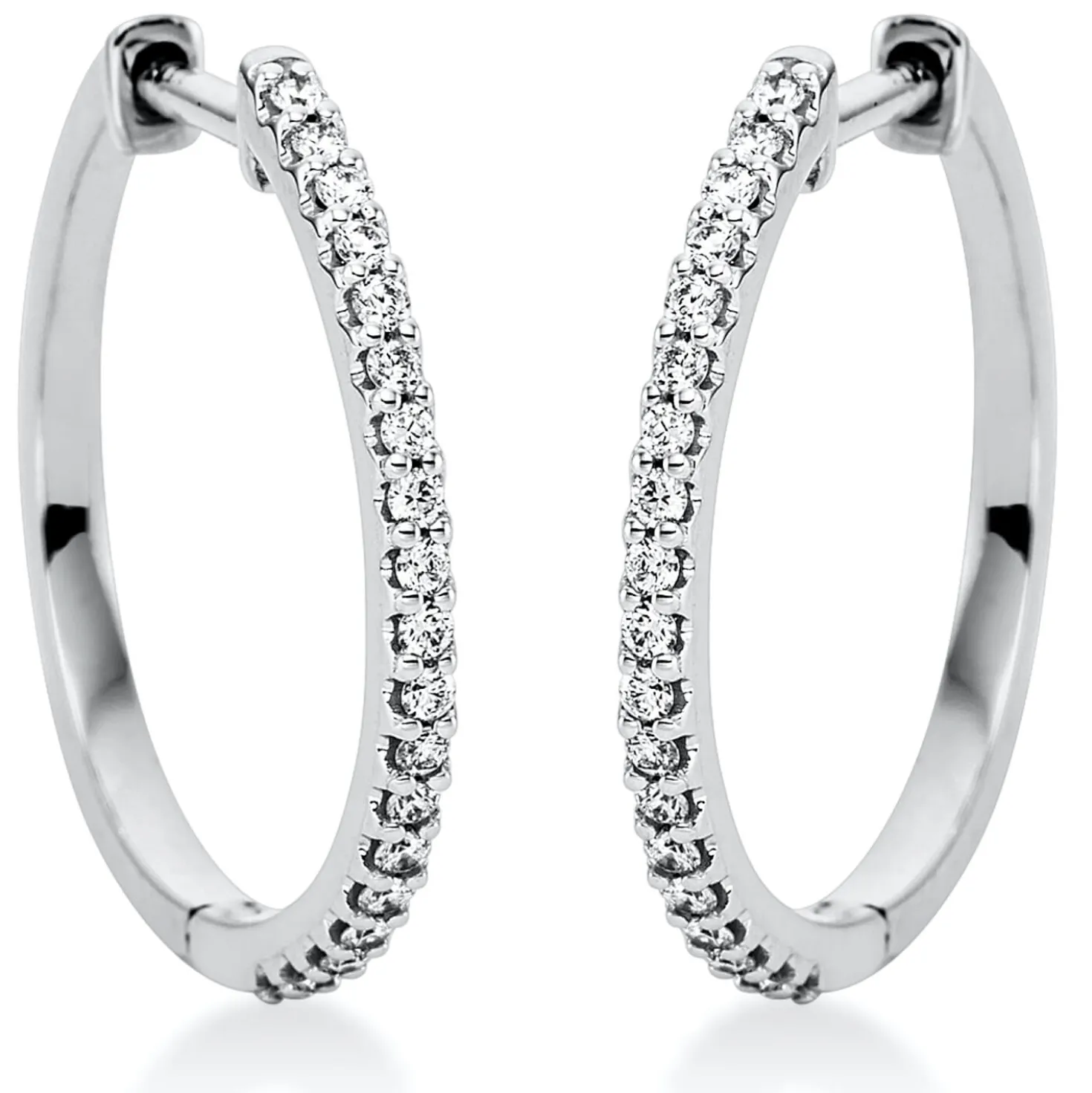 Creolen aus 750 Gold Weißgold 38 Brillanten 0,26ct TW-SI 21,1x1,6mm