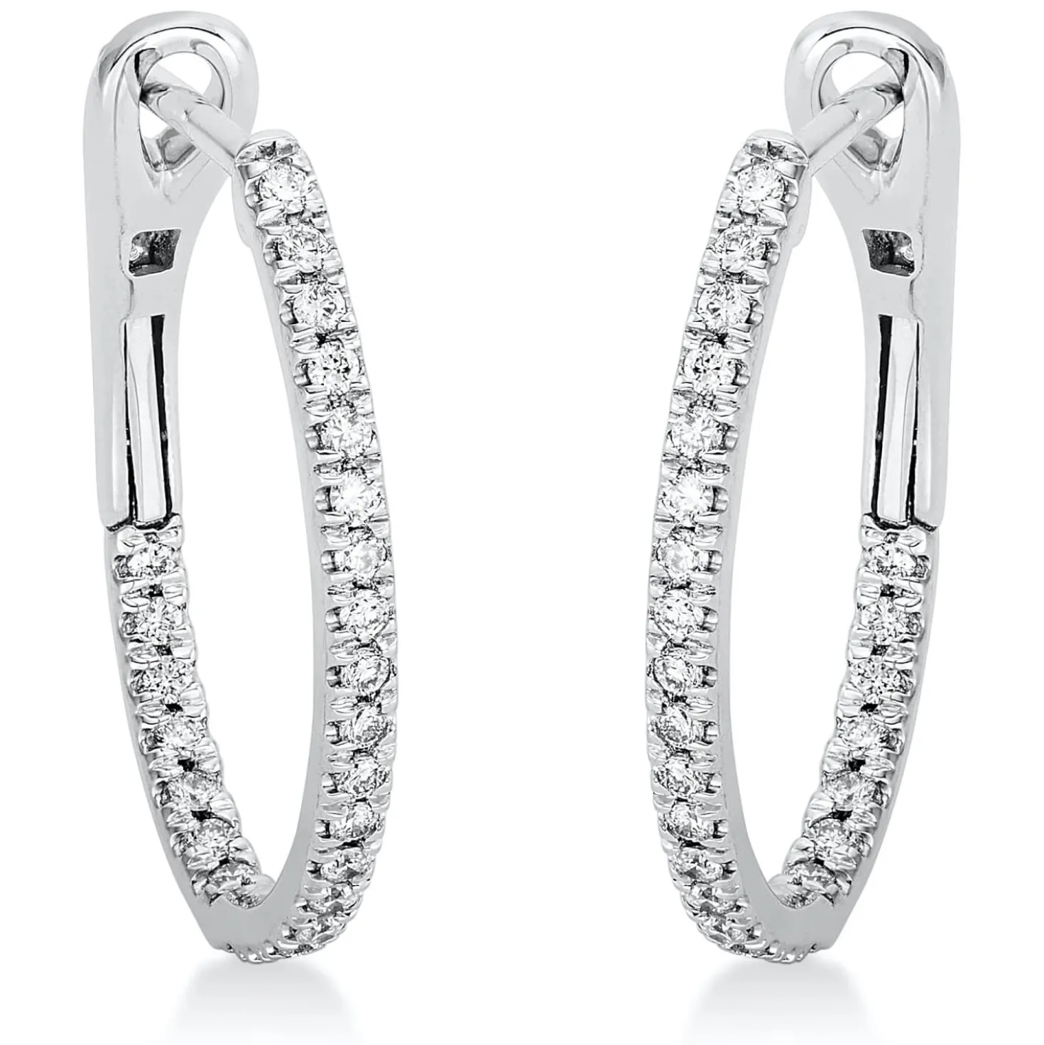 Creolen aus 750 Gold Weißgold 50 Brillanten 0,5ct TW-SI 24,8x2,1mm