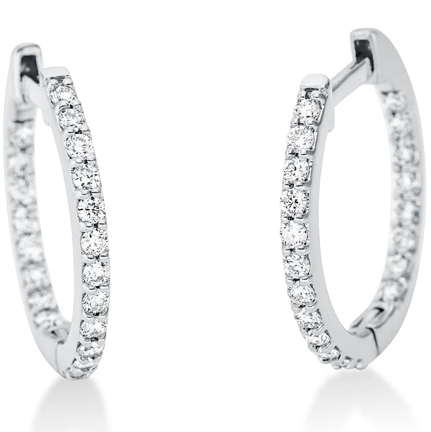 Creolen aus 750 Gold Weißgold 40 Brillanten 0,3ct TW-SI 15,6x1,4mm