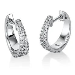 Creolen aus 750 Gold Weißgold 50 Brillanten 0,35ct TW-SI 12,5x3,6mm