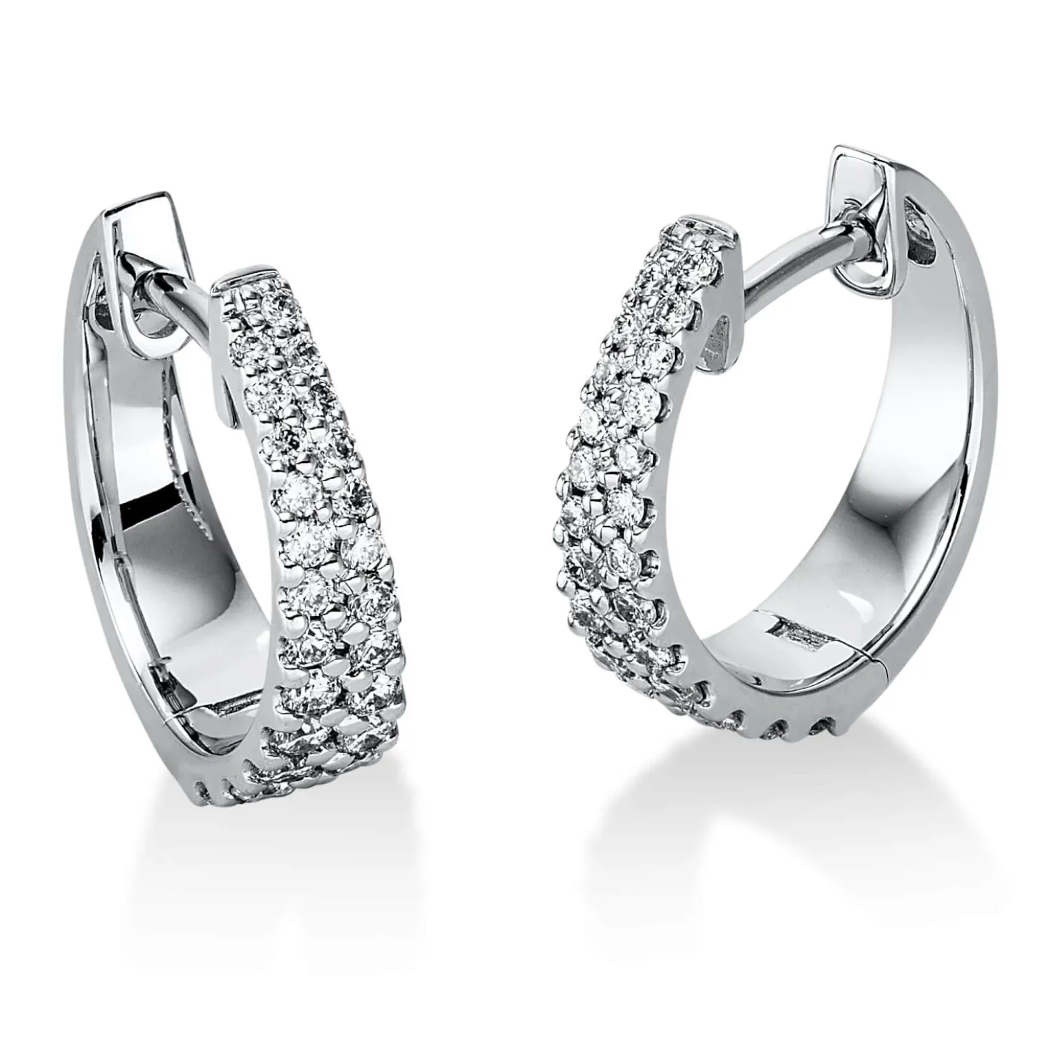 Creolen aus 750 Gold Weißgold 50 Brillanten 0,35ct TW-SI 12,5x3,6mm