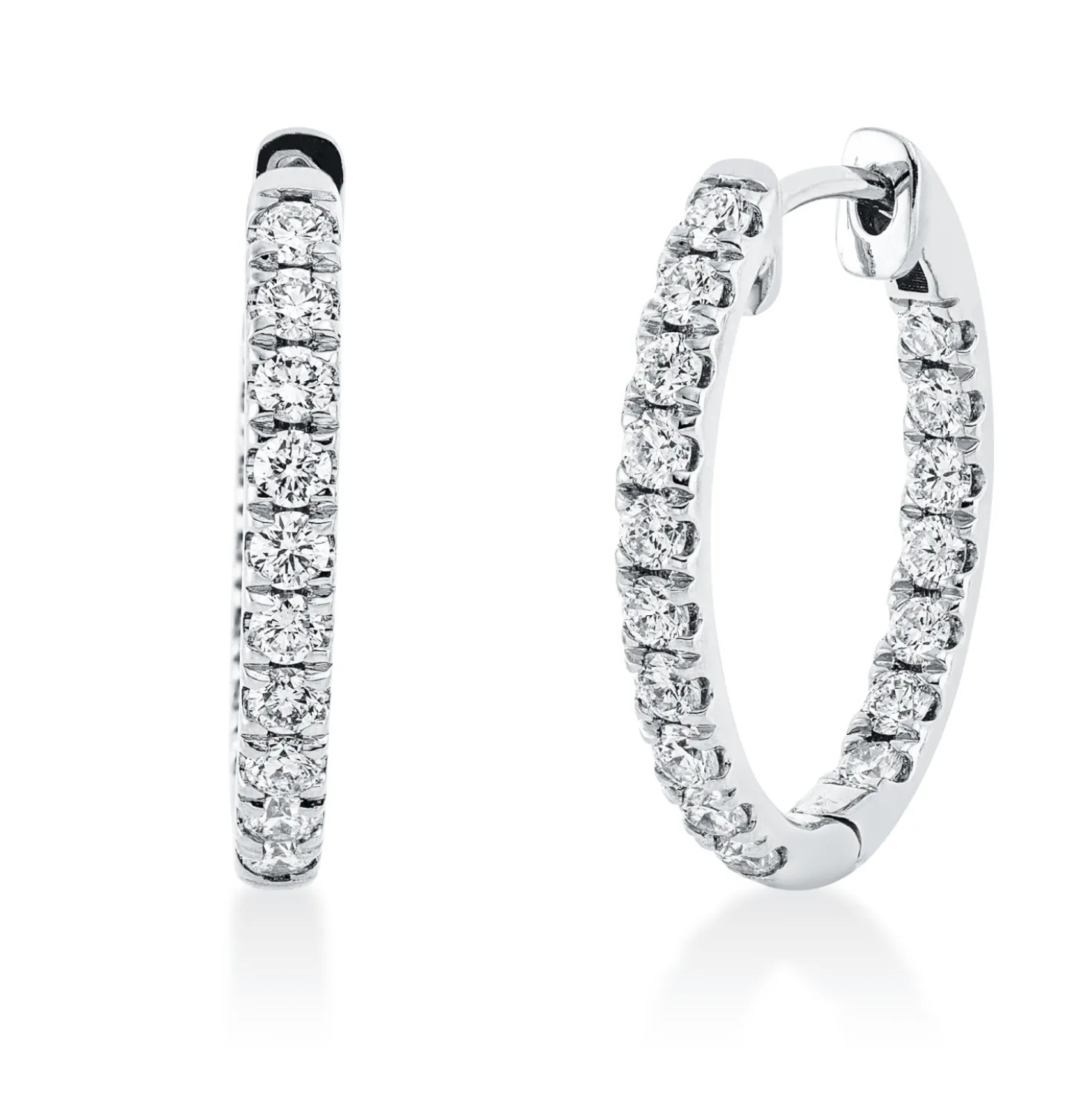 Creolen aus 750 Gold Weißgold 34 Brillanten 0,96ct TW-SI 19,6x2,5mm