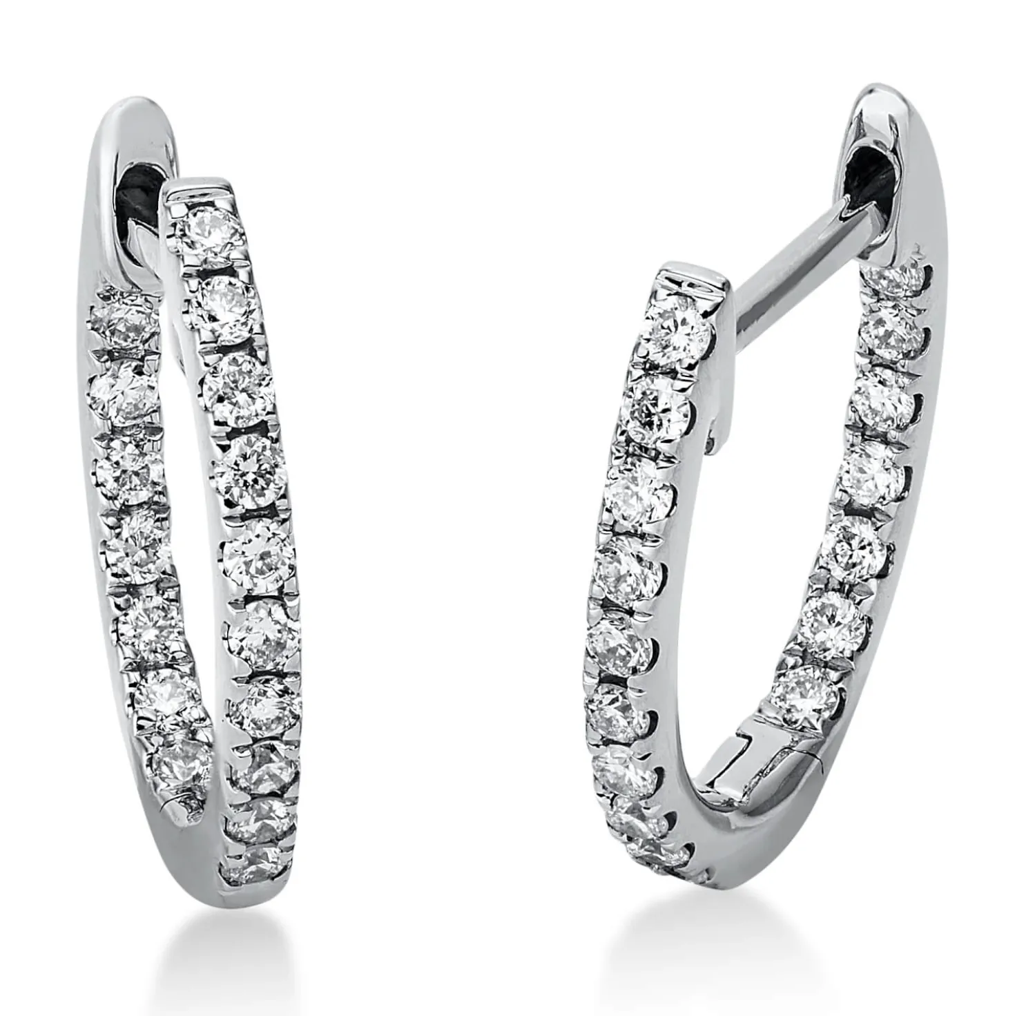 Creolen aus 750 Gold Weißgold 34 Brillanten 0,24ct TW-SI 13,2x1,6mm
