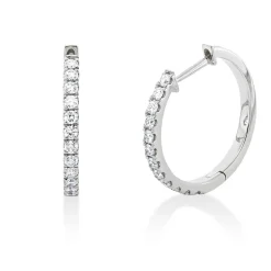 Creolen aus 750 Gold Weißgold 24 Brillanten 0,37ct TW-SI 17,3x1,7mm