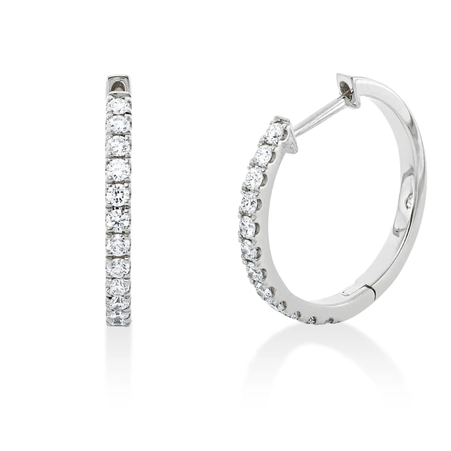 Creolen aus 750 Gold Weißgold 24 Brillanten 0,37ct TW-SI 17,3x1,7mm