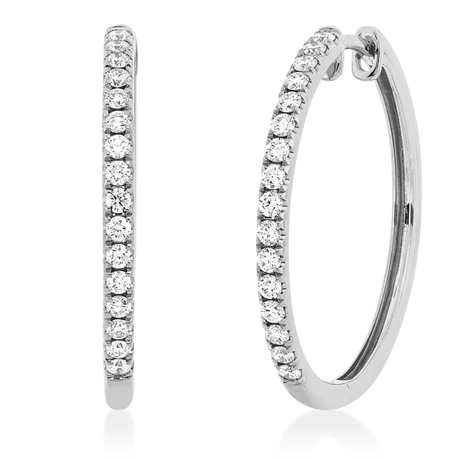 Creolen aus 750 Gold Weißgold 32 Brillanten 0,44ct TW-SI 24,3x1,8mm