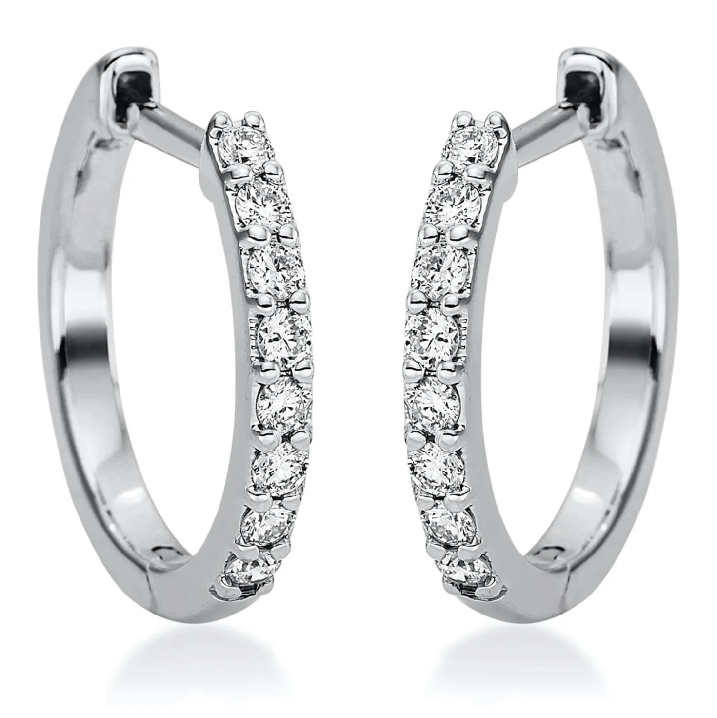 Creolen aus 750 Gold Weißgold 16 Brillanten 0,16ct TW-SI 13,9x1,6mm