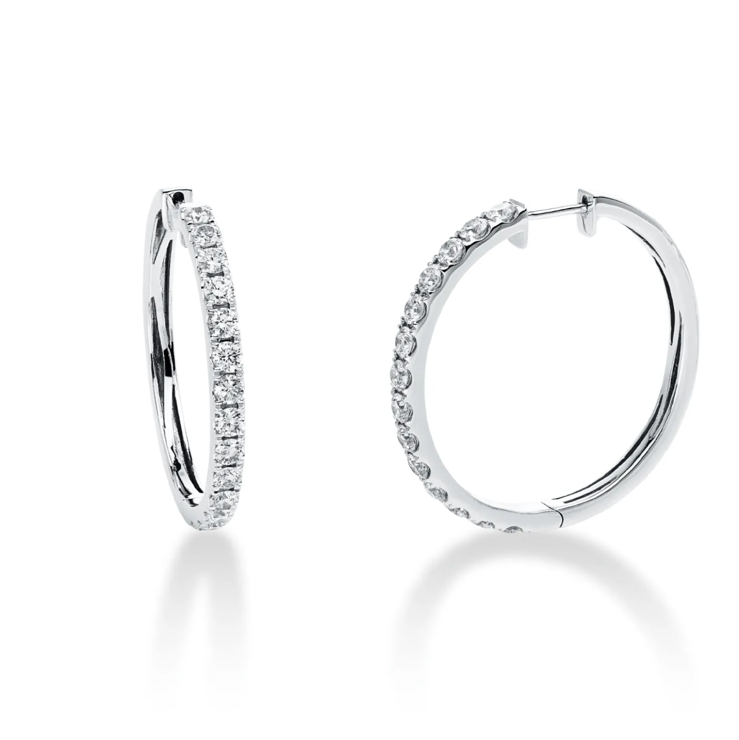 Creolen aus 750 Gold Weißgold 28 Brillanten 2,36ct TW-SI 30x2,9mm