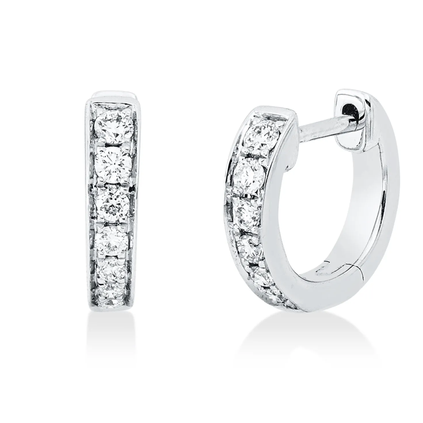 Creolen aus 750 Gold Weißgold 14 Brillanten 0,15ct TW-SI 10x2,3mm