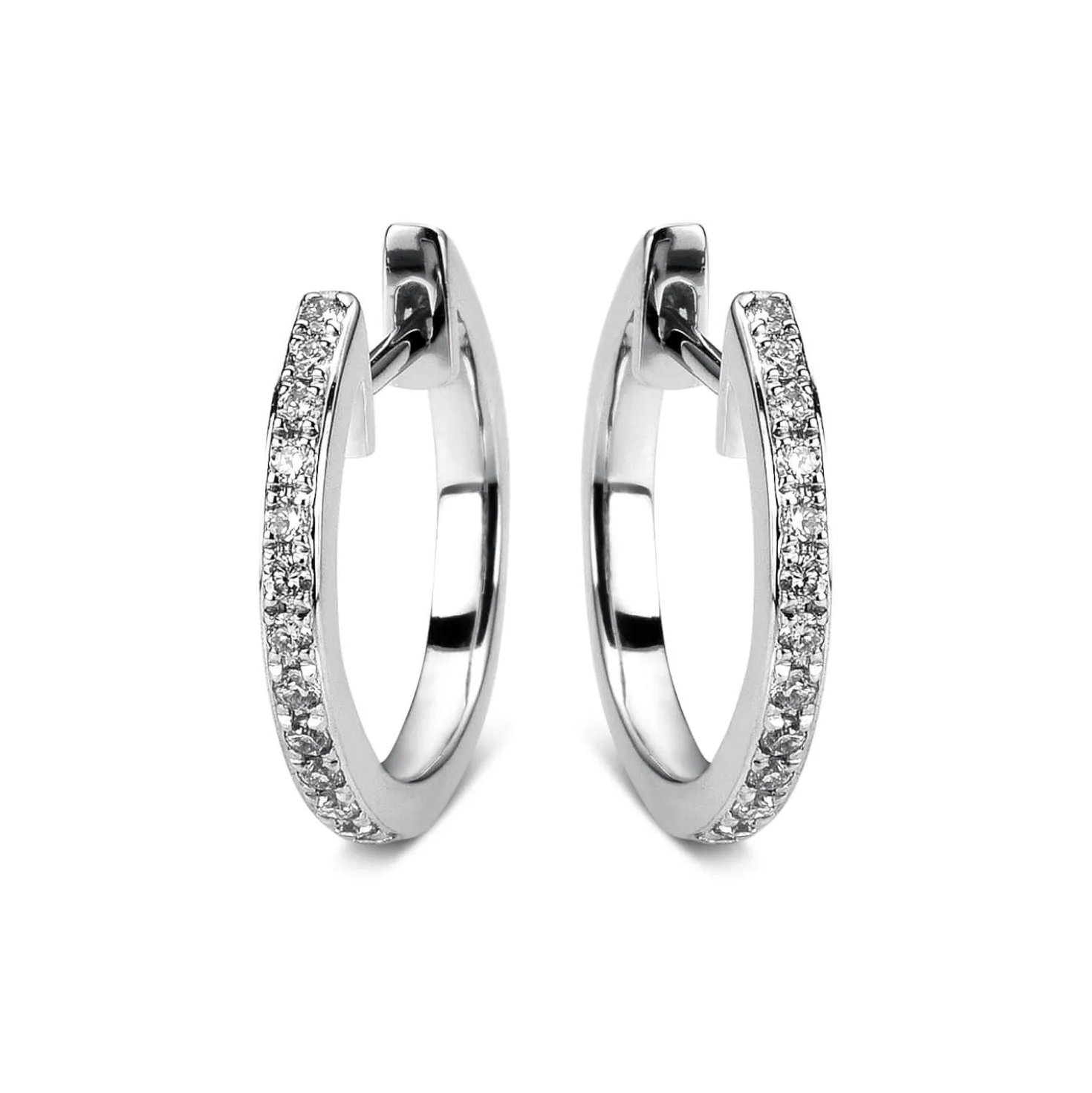 Creolen aus 750 Gold Weißgold 36 Brillanten 0,19ct TW-SI 15,9x1,4mm