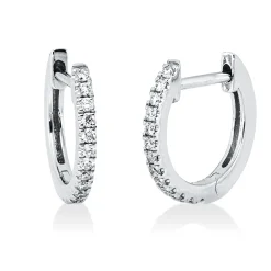 Creolen aus 750 Gold Weißgold 26 Brillanten 0,08ct TW-SI 9,9x1,1mm