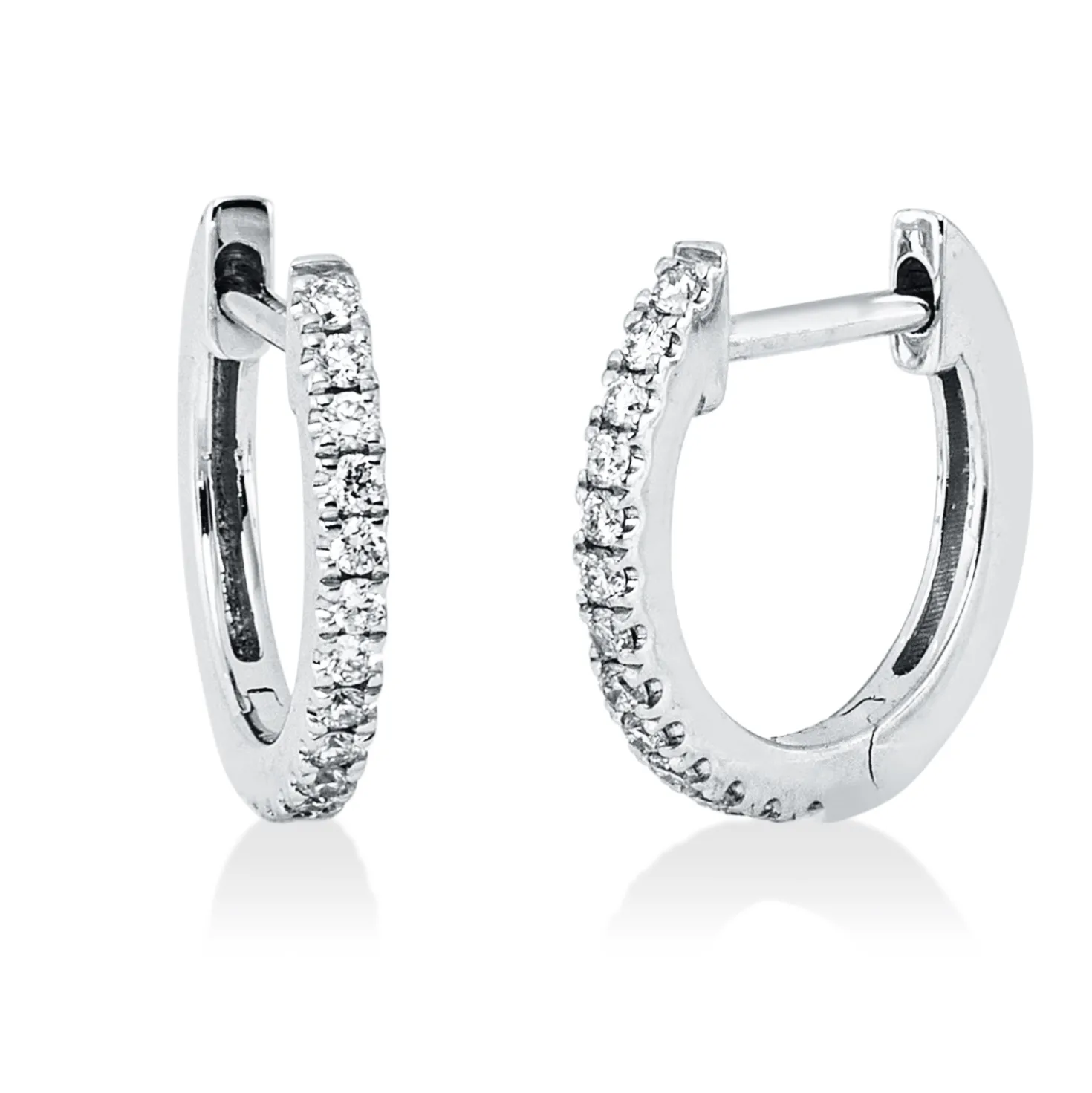 Creolen aus 750 Gold Weißgold 26 Brillanten 0,08ct TW-SI 9,9x1,1mm