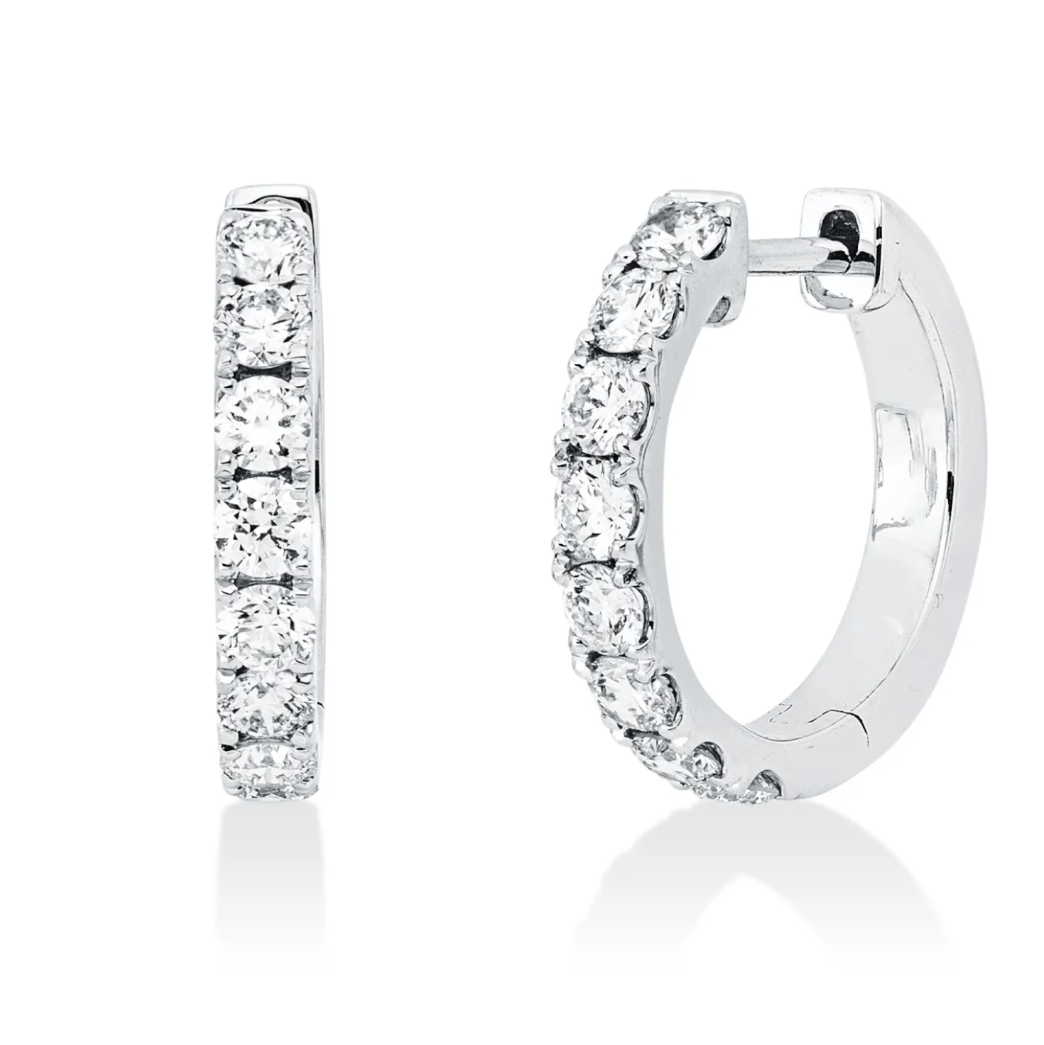 Creolen aus 750 Gold Weißgold 16 Brillanten 0,6ct TW-SI 13,8x2mm