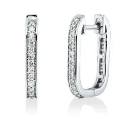 Creolen aus 750 Gold Weißgold 50 Brillanten 0,34ct TW-SI 15,5x2,2mm