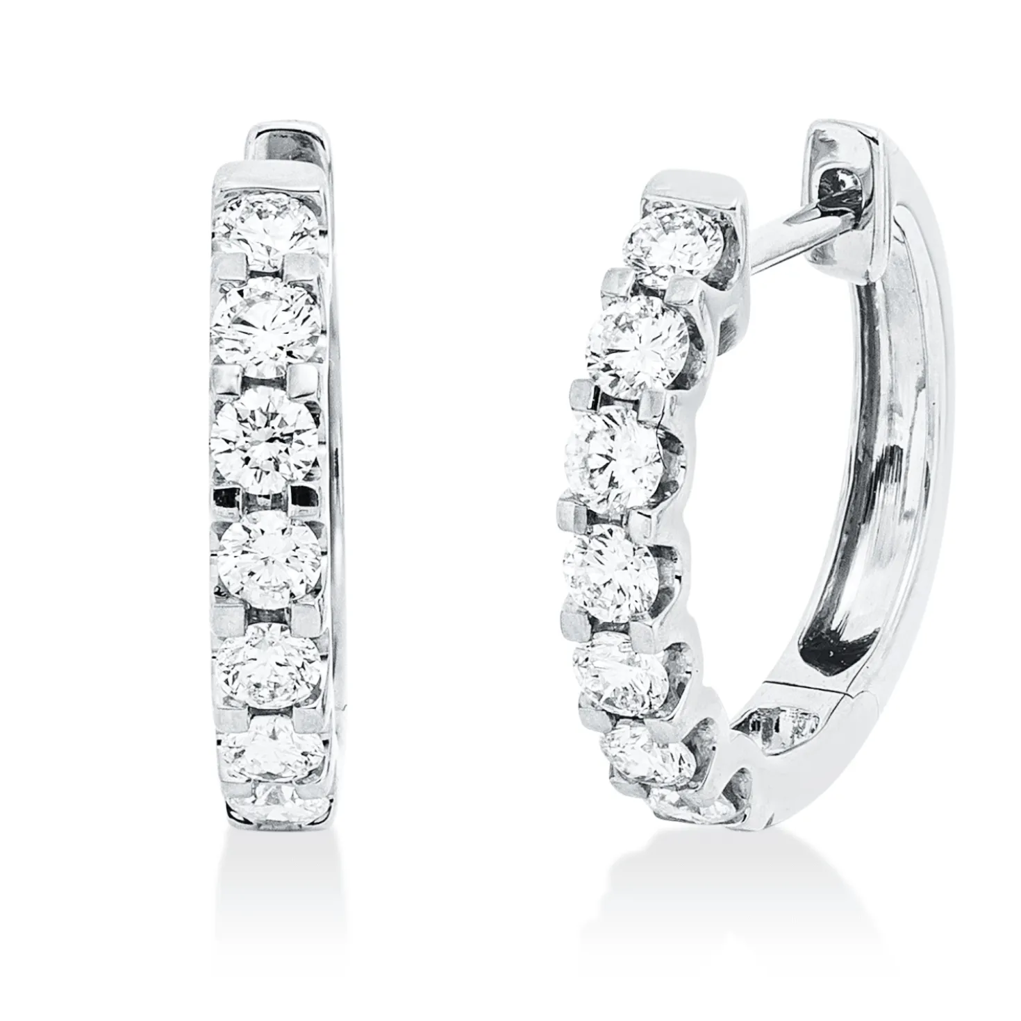 Creolen aus 750 Gold Weißgold 14 Brillanten 0,44ct TW-SI 14,4x2,4mm