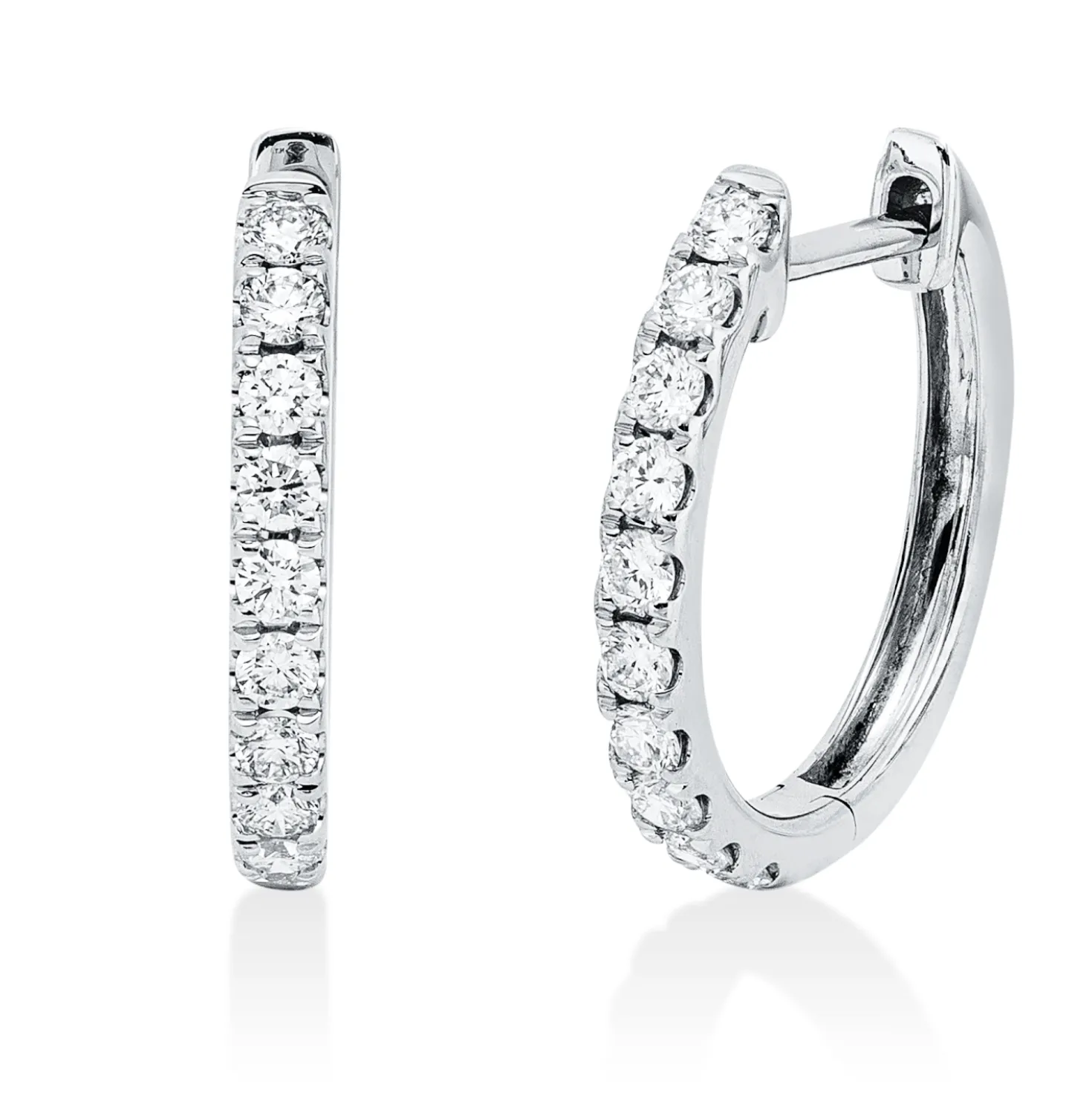 Creolen aus 750 Gold Weißgold 20 Brillanten 0,32ct TW-SI 14x1,9mm