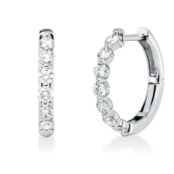 Creolen aus 750 Gold Weißgold 14 Brillanten 0,71ct TW-VSI/SI 16,3x2,3mm