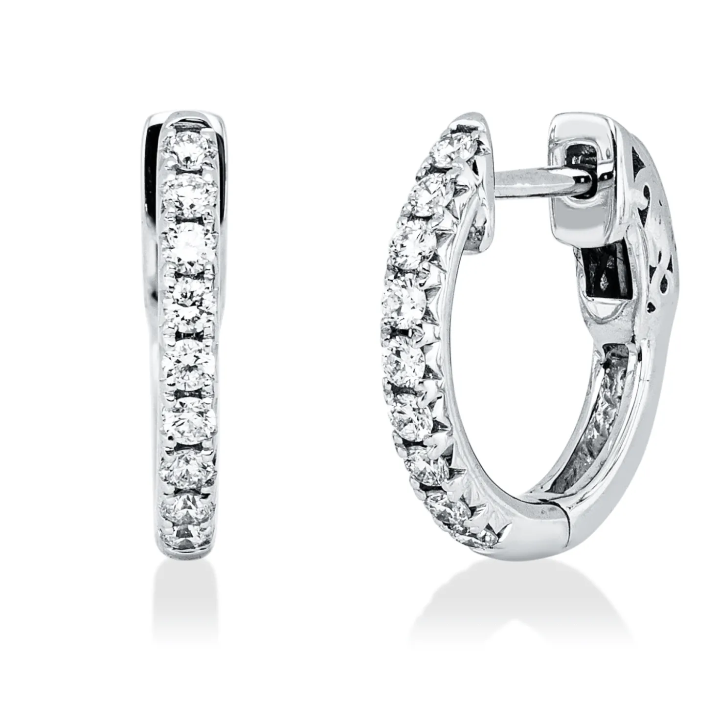 Creolen aus 750 Gold Weißgold 18 Brillanten 0,24ct TW-VSI/SI 13,8x1,8mm