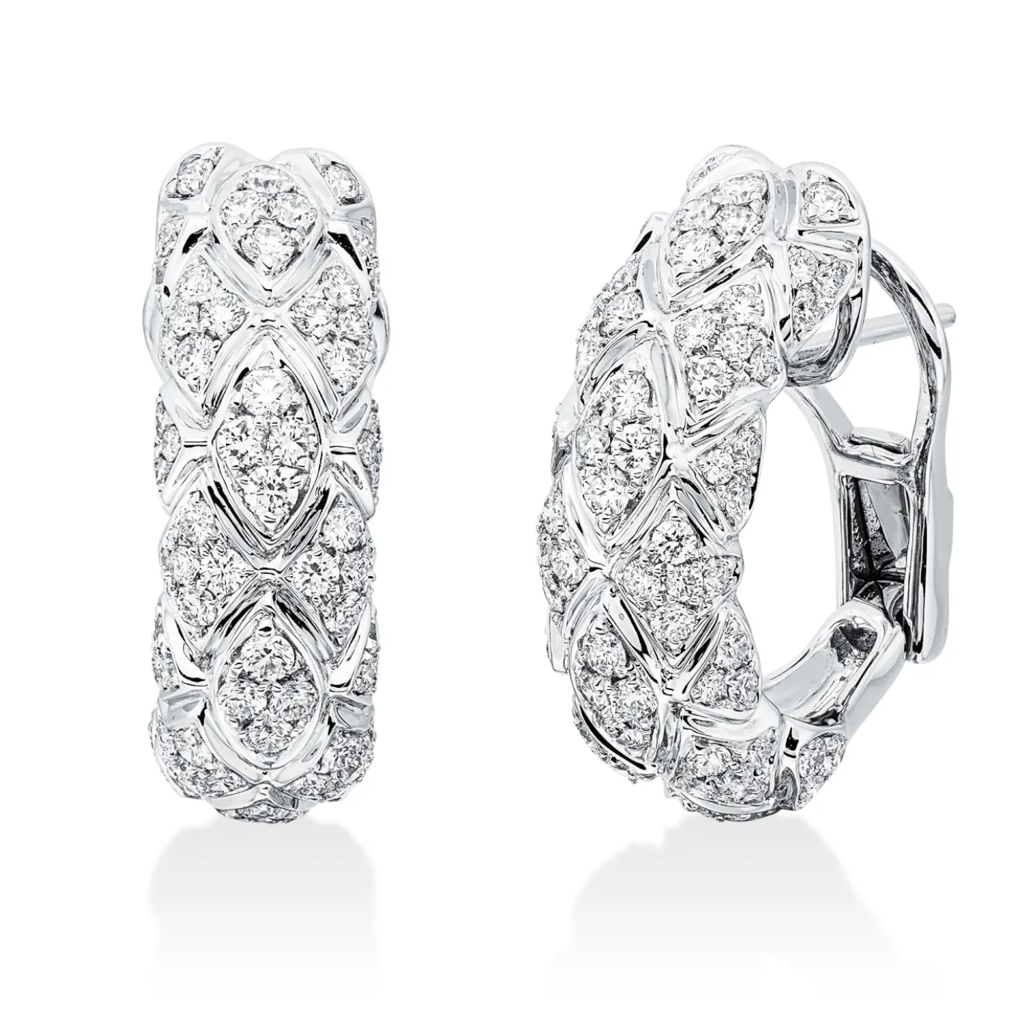 Creolen aus 750 Gold Weißgold 144 Brillanten 1,62ct TW-VSI 21,2x7,1mm