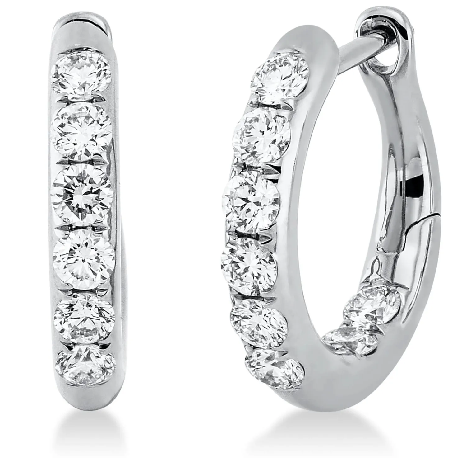 Creolen aus 750 Gold Weißgold 16 Brillanten 0,6ct TW-VSI 14,4x2,6mm