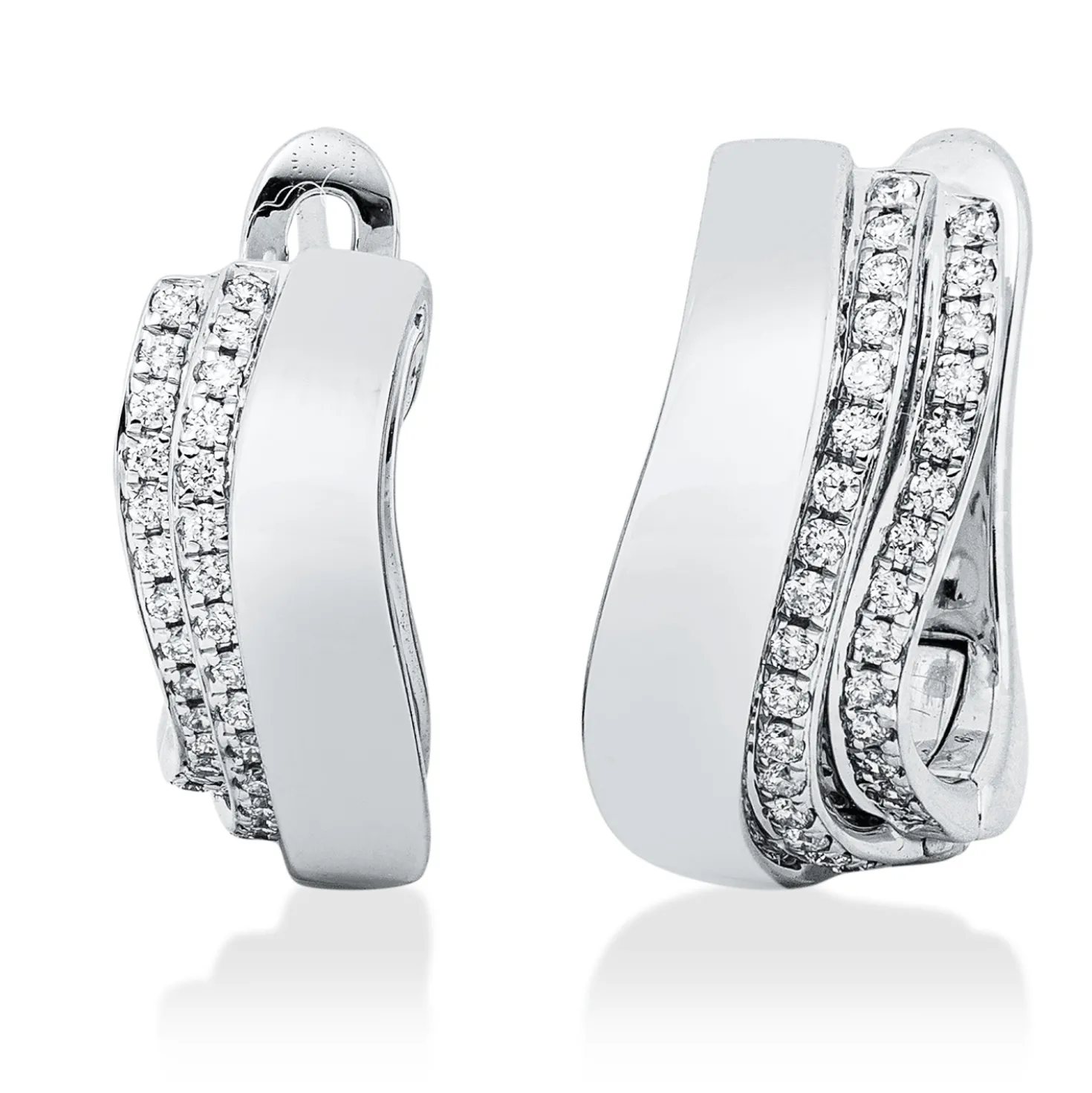 Creolen aus 750 Gold Weißgold 62 Brillanten 0,24ct TW-VSI 15,5x6,3mm