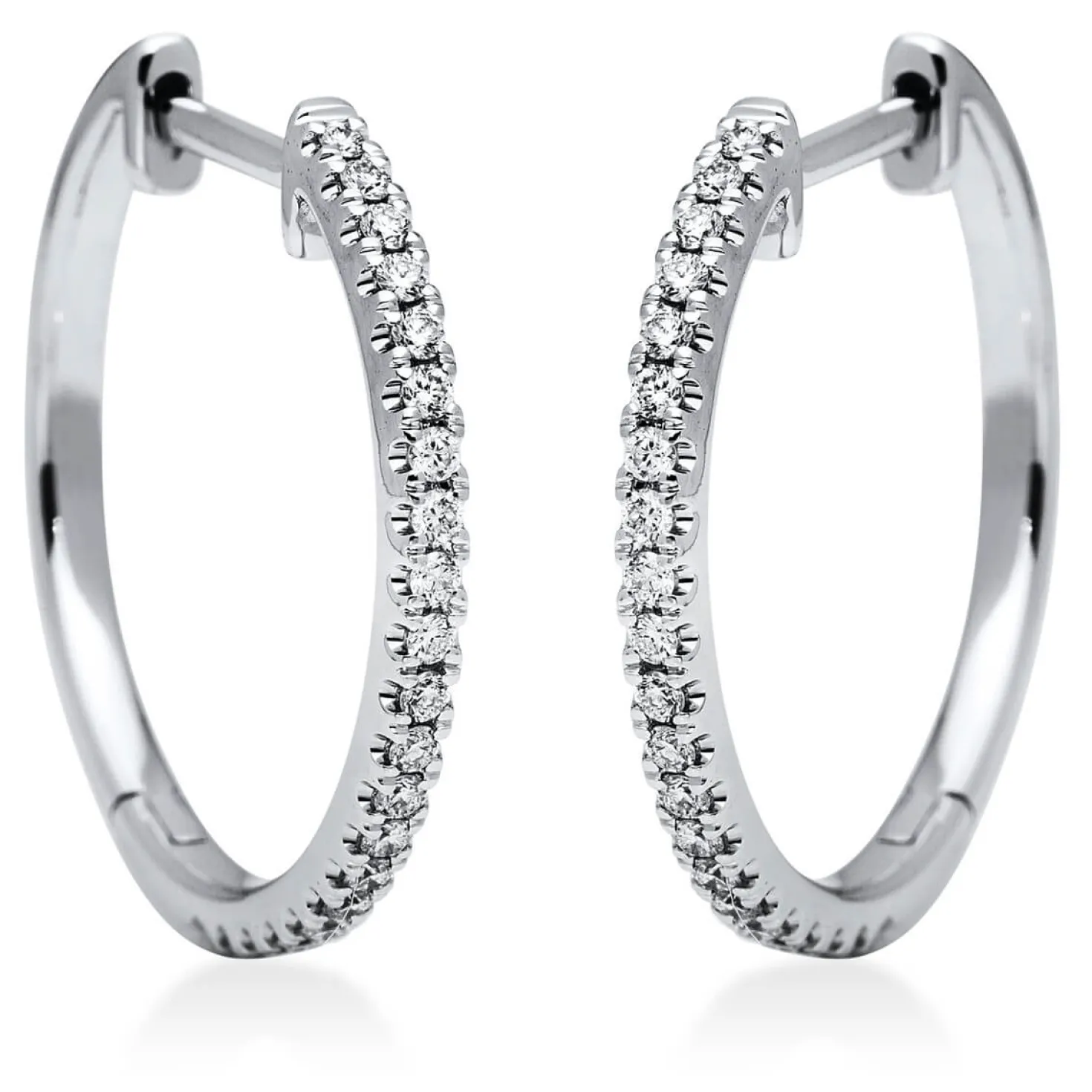 Creolen aus 750 Gold Weißgold 42 Brillanten 0,26ct TW-VSI 19,6x1,5mm