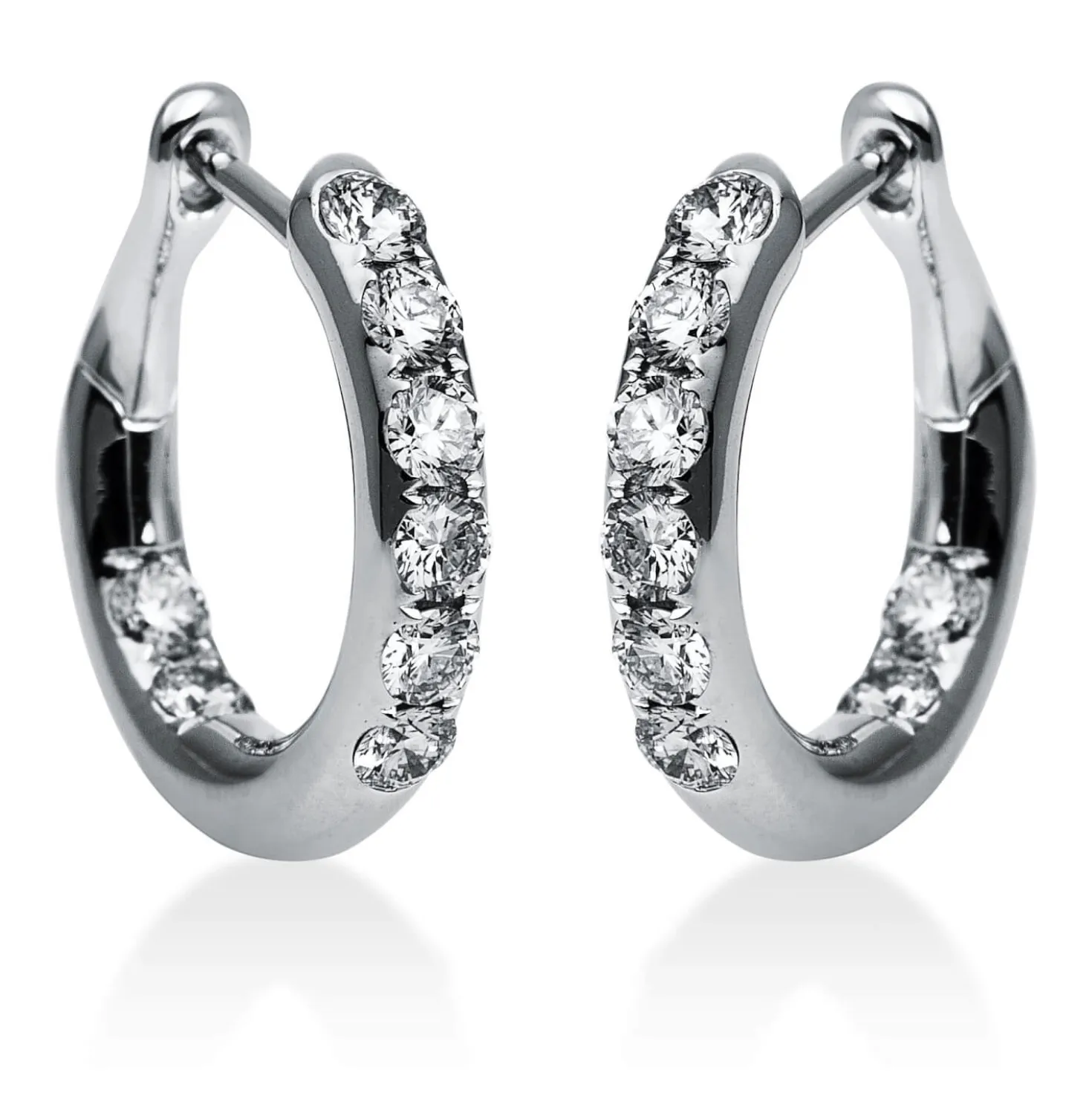 Creolen aus 750 Gold Weißgold 16 Brillanten 0,75ct TW-VSI 15,7x2,7mm
