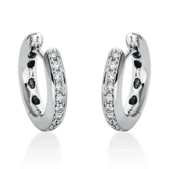 Creolen aus 750 Gold Weißgold 20 Brillanten 0,24ct TW-VSI 14,5x2,8mm
