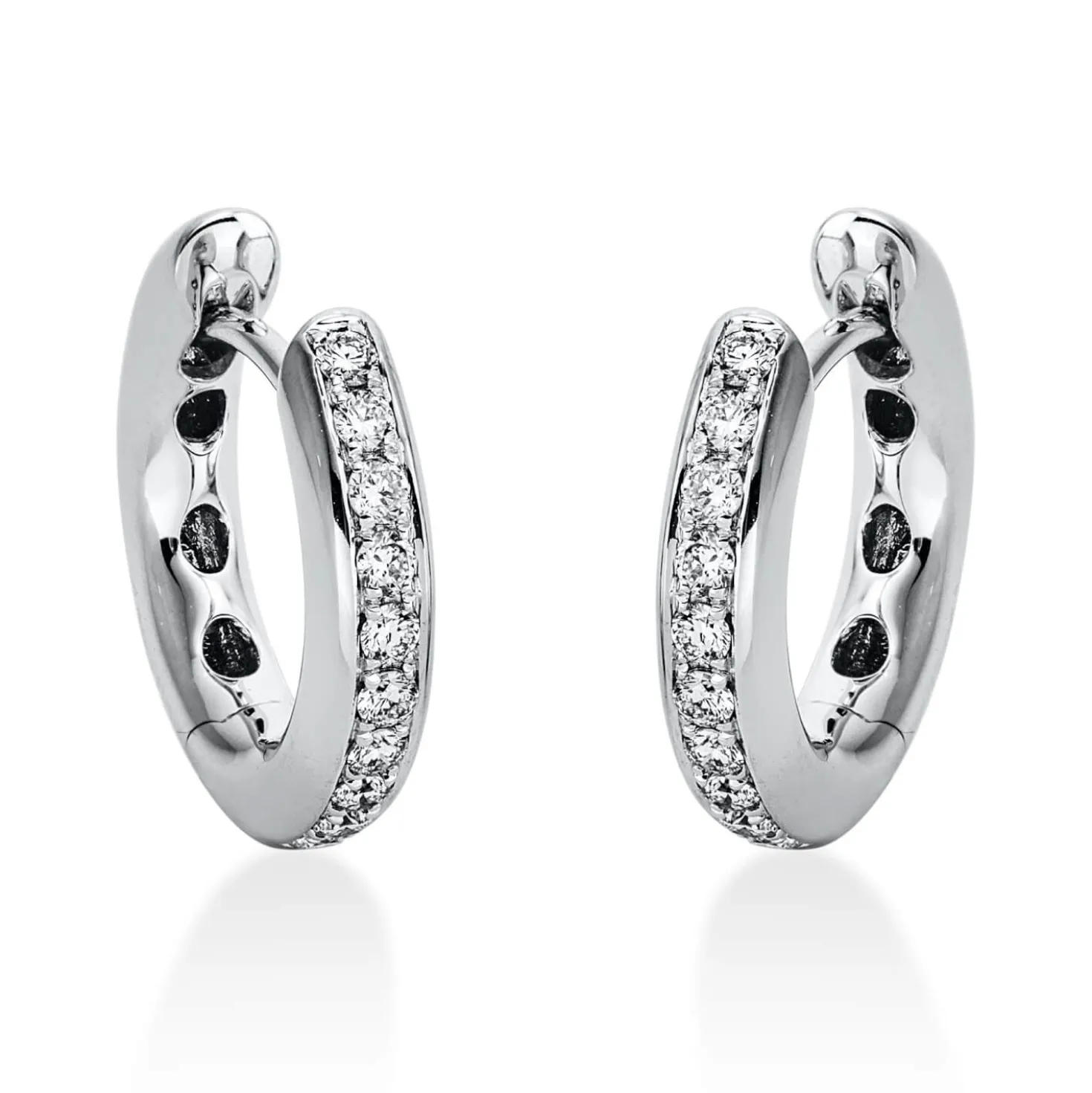 Creolen aus 750 Gold Weißgold 20 Brillanten 0,24ct TW-VSI 14,5x2,8mm