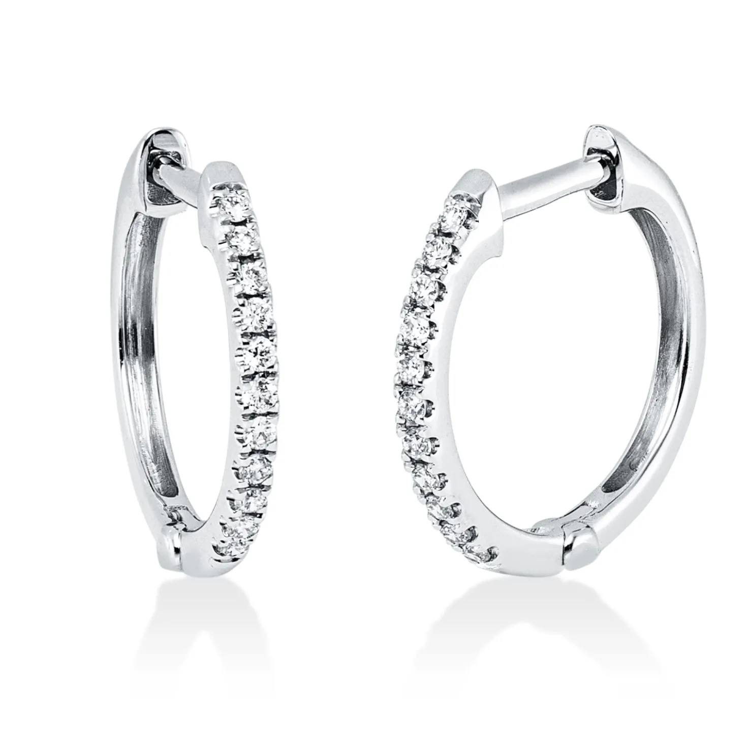 Creolen aus 750 Gold Weißgold 22 Brillanten 0,11ct W-SI 14x2,2mm