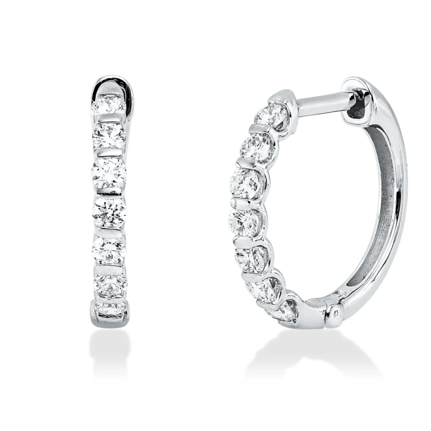 Creolen aus 750 Gold Weißgold 14 Brillanten 0,34ct W-SI 12,6x1,8mm